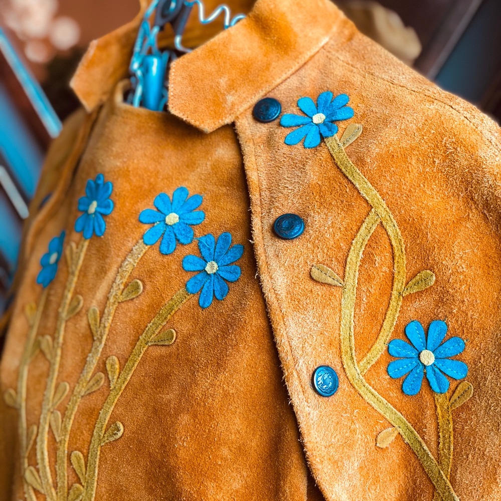 Gorgeous handmade vintage suede embroidered cape